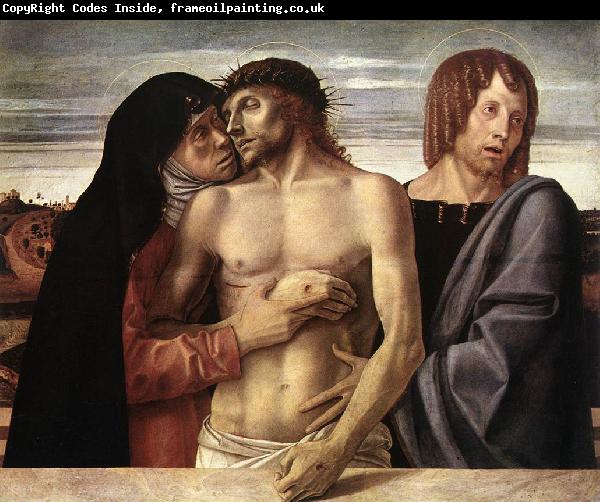 BELLINI, Giovanni Dead Christ Supported by the Madonna and St John (Pieta)